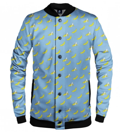 blue baseball jacket with banana motive