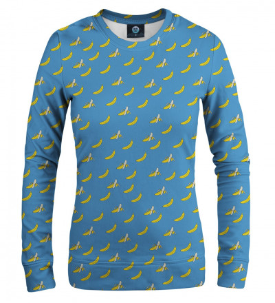 blue sweatshirt with banana motive