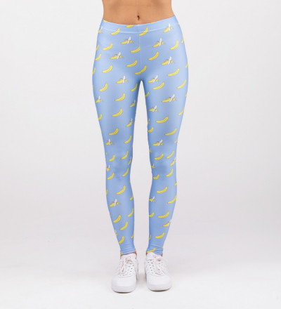 blue leggings with banana motive