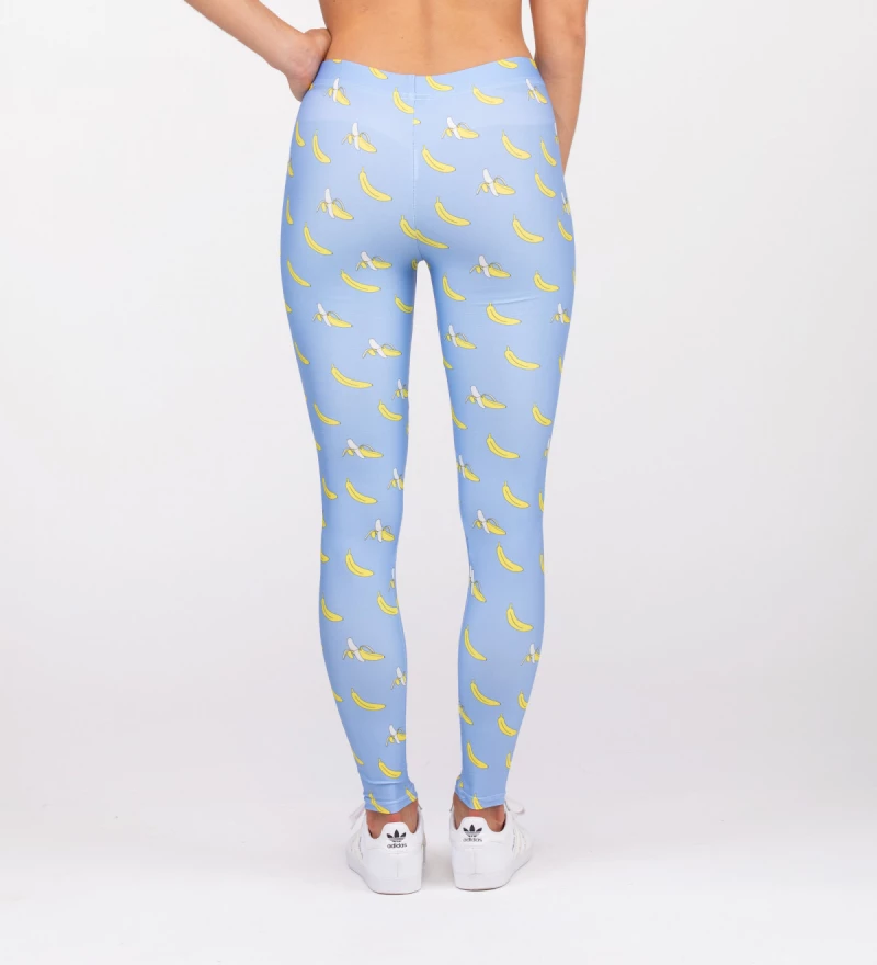 blue leggings with banana motive