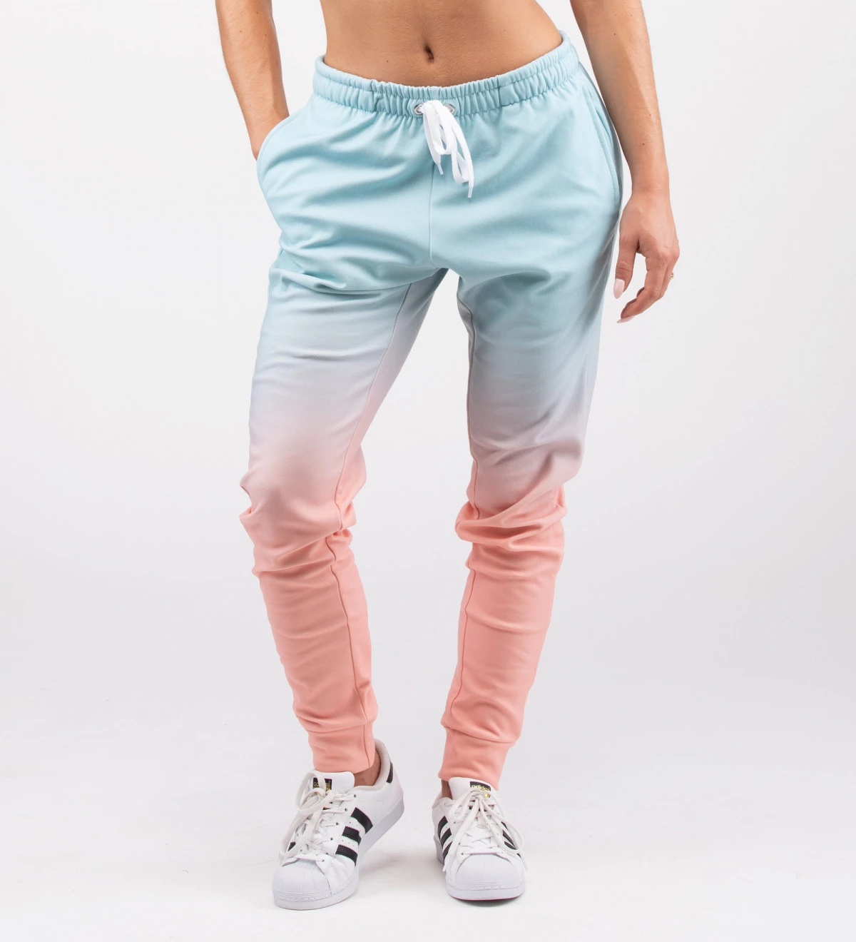 JOGGERS SWEATPANTS WOMENS Sky Blue Teal Ombre Jogger Pants Women's