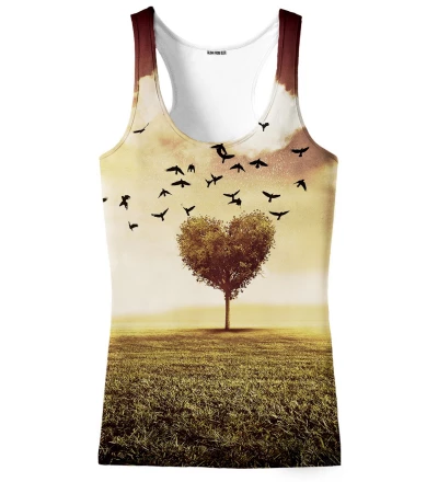 tank top with heart tree and birds