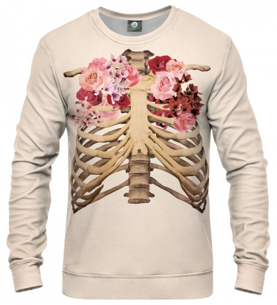 sweatshirt with skeleton chest and roses
