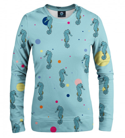 blue sweatshirt with seahorses motive