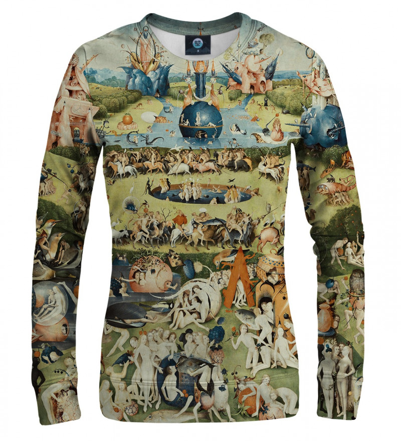 women sweatshirt with garden motive, inspiration Hieronim Bosch