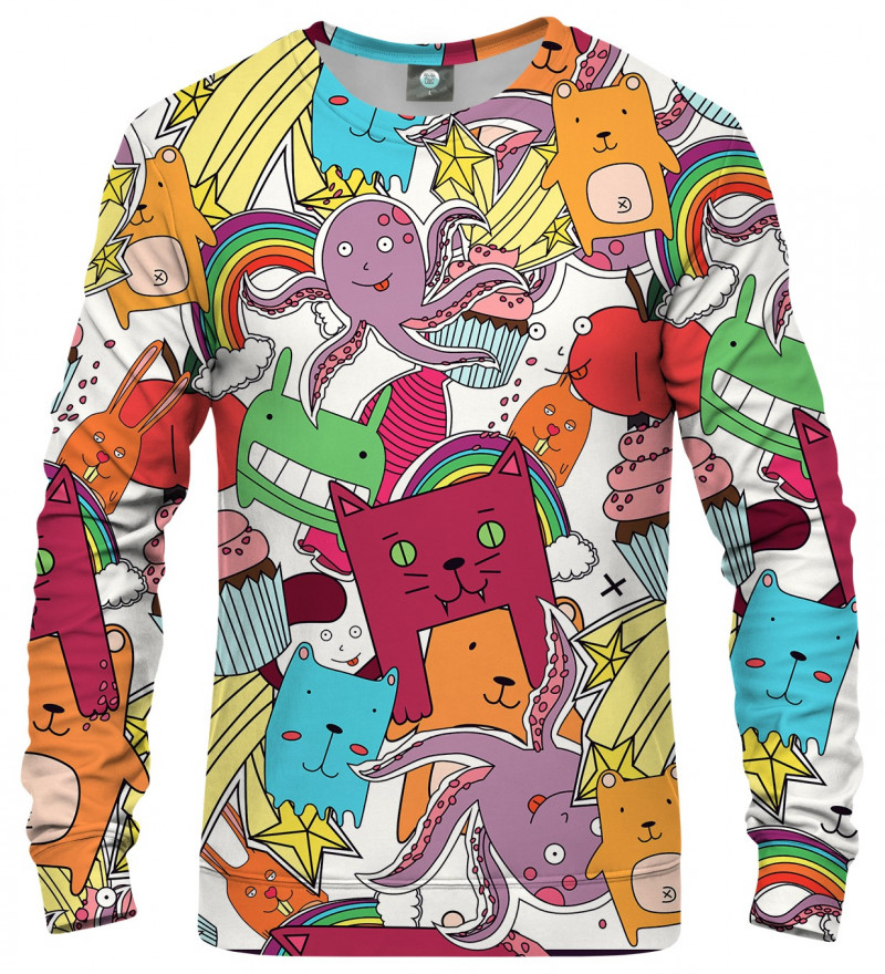 sweatshirt with colorful monsters