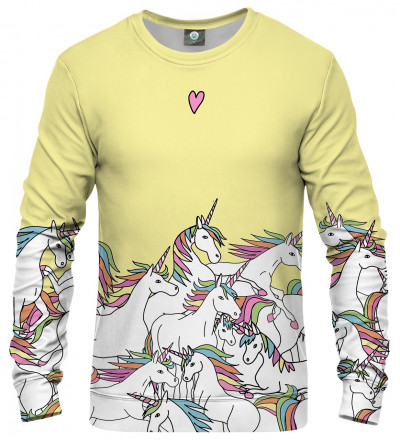 yellow sweatshirt with unicorn motive