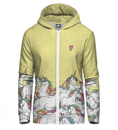zip up hoodie with unicorn motive