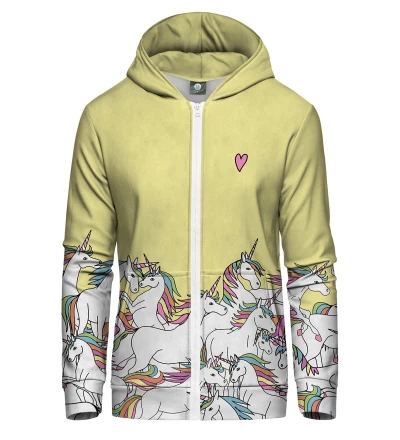 zip up hoodie with unicorn motive
