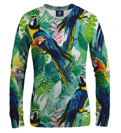 women sweatshirt with jungle and parrot motive