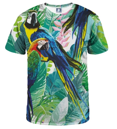 koszulka z motywem dżungli i papugi