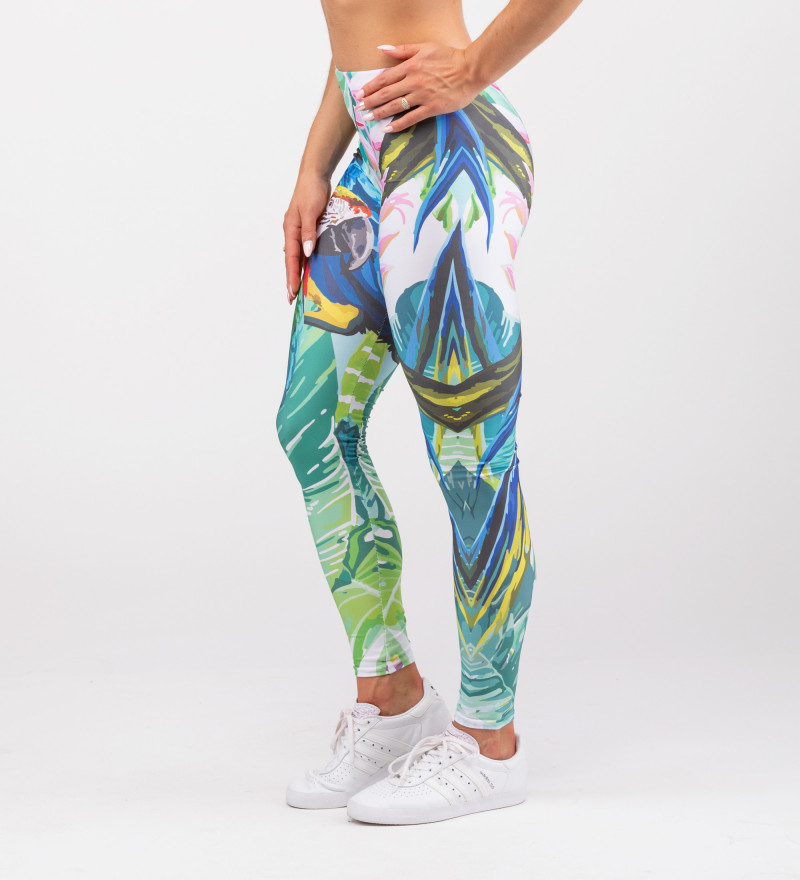 leggings with jungle and parrot motive