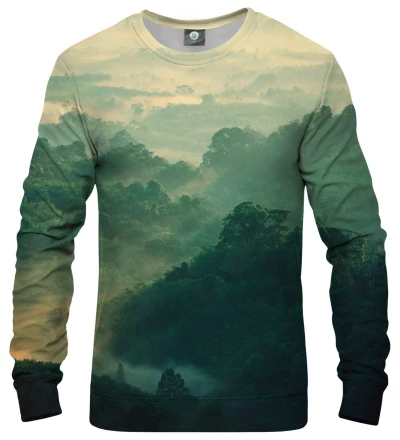 green sweatshirt with forest motive