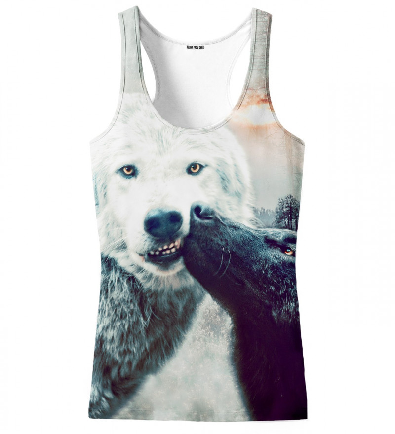 tank top with kissing wolfies motive