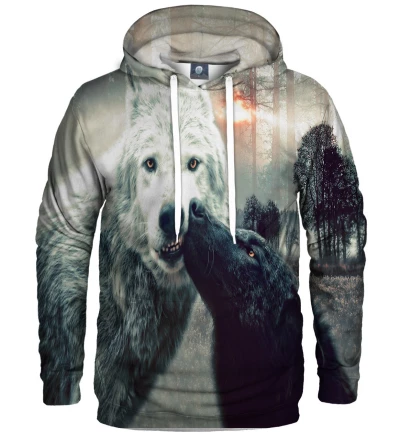 hoodie with kissing wolfies motive