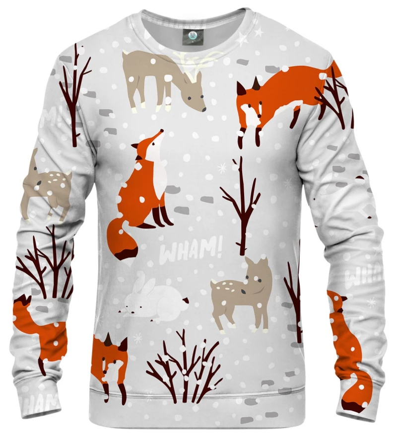 bluza z motywem śniegu, lisa i innych zwierząt