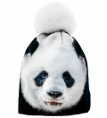 printed beanie with panda motive