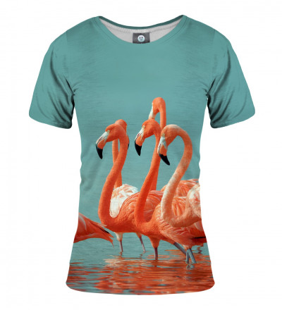 women tshirt with flamingos motive