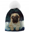 pinted beanie with cute dog and stars