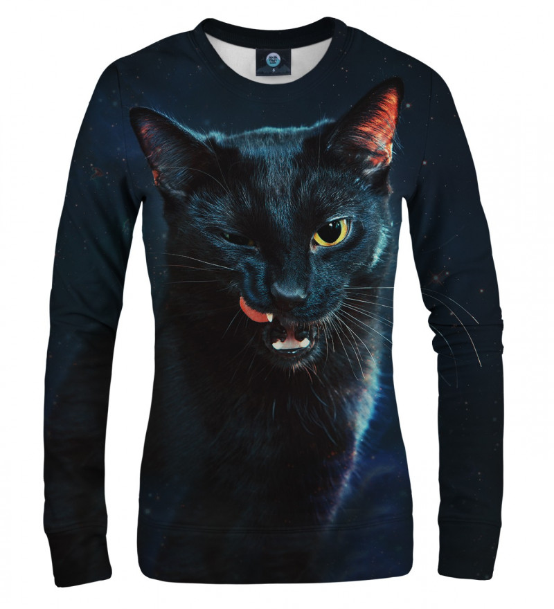 women sweatshirt with black cat motive