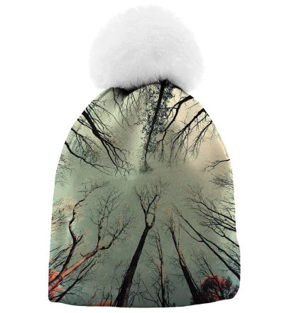 printed beanie with branches motive