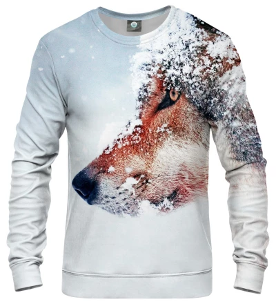 sweatshirt with snowy wolf motive