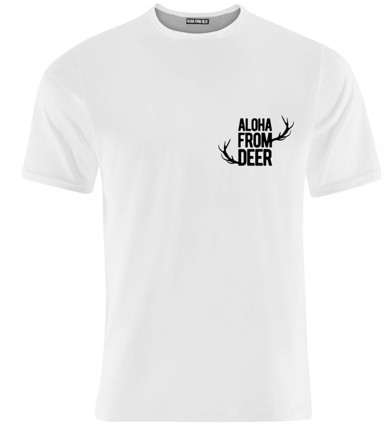 biała koszulka z napisem aloha from deer