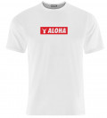 white tshirt with aloha inscription