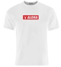 biała koszulka z napisem aloha