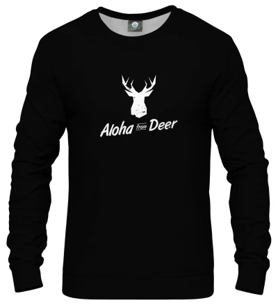 black sweatshirt with aloha from deer inscription