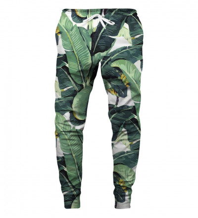 sweatpants with green leaves motive