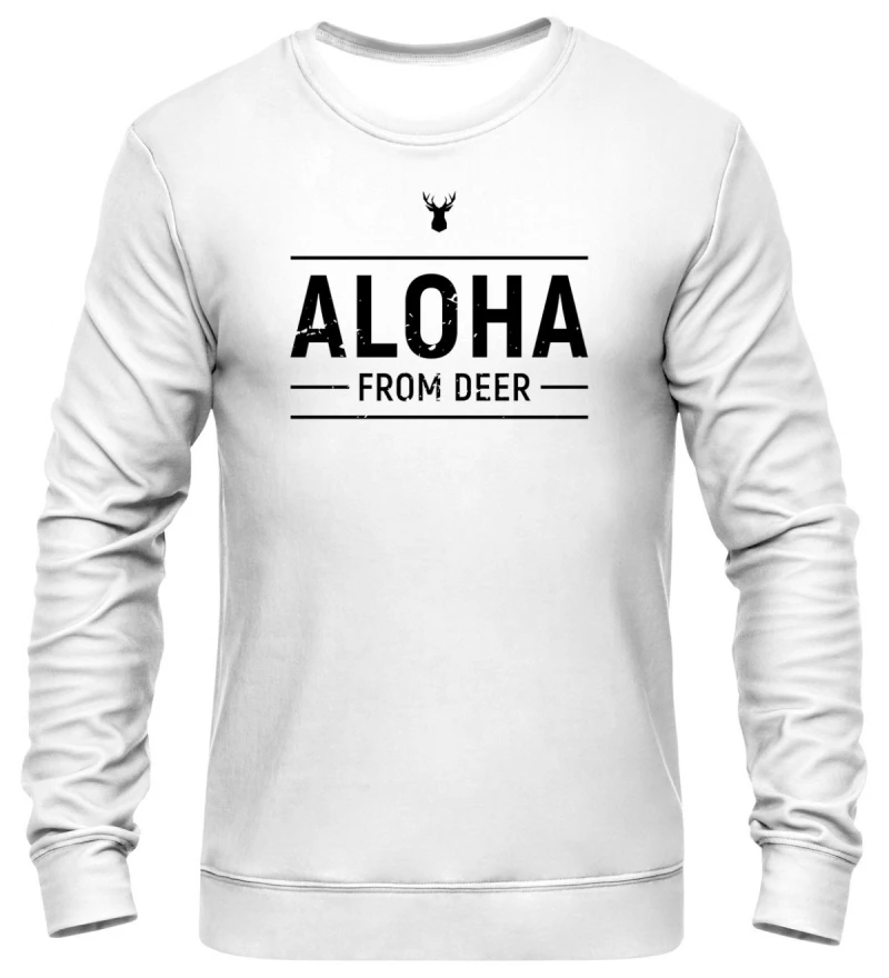 biała bluza z napisem aloha from deer