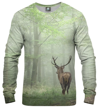 green sweatshirt with deer motive