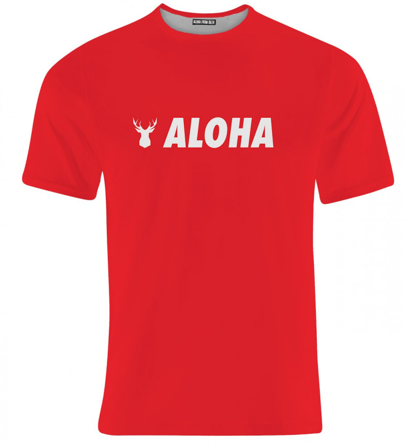 czerwona koszulka z napisem aloha
