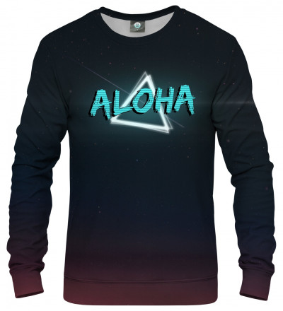 sweastshirt with neon motive and aloha inscription