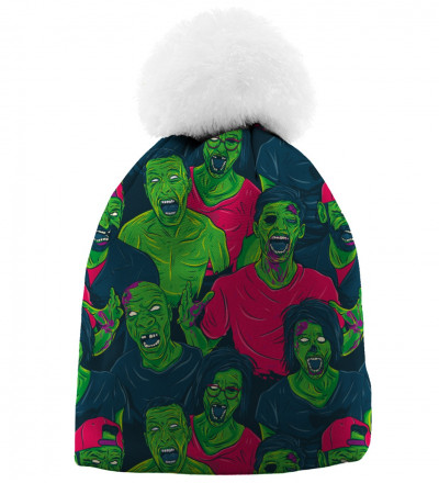 czapka z motywem zielonych zombie