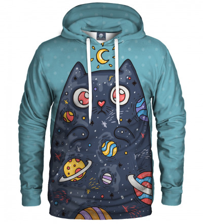 blue hoodie with space cat motive