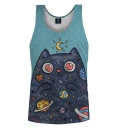 blue tank top with space cat motive
