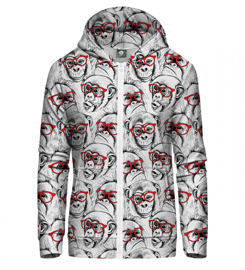 zip up hoodie with monkeys motive