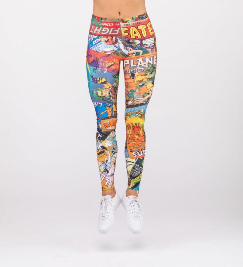 Comic Book Yoga Leggings for Women, Graffiti Leggings, Printed