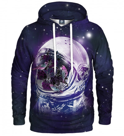 hoodie with birds in space motive