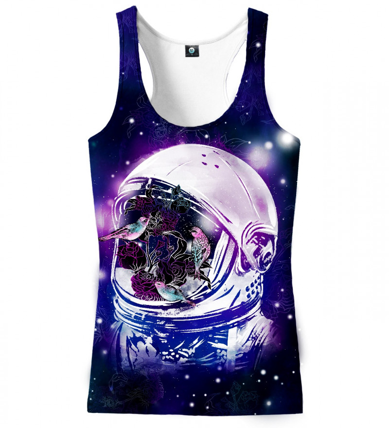 tank top with birds in space motive