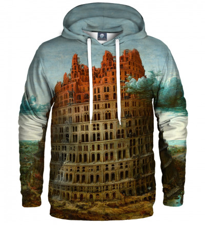 bluza z kapturem z motywem wieży babel