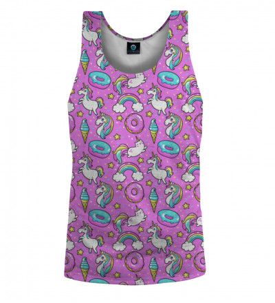 pink tank top with unicorns motive