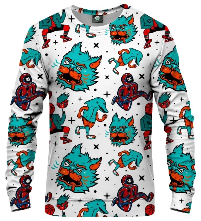 sweatshirt with weird monsters motive