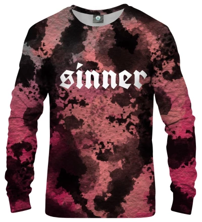 tie die sweatshirt with sinner inscription