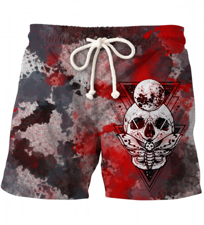 shorts with moth and skull motive