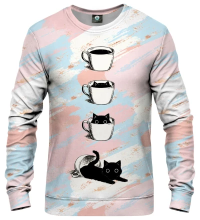 sweatshirt with cat and coffe motive