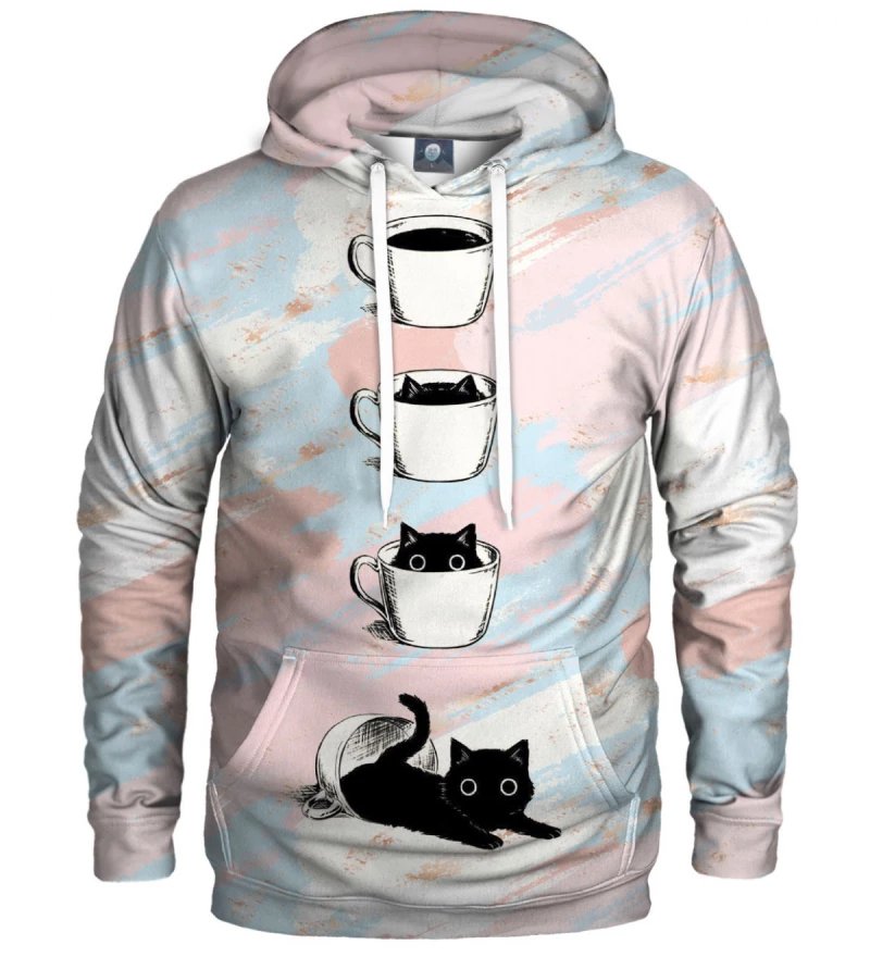 hoodie with cat and coffee motive