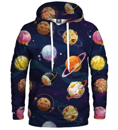 bluza z motywem planet kosmicznych i jedzenia